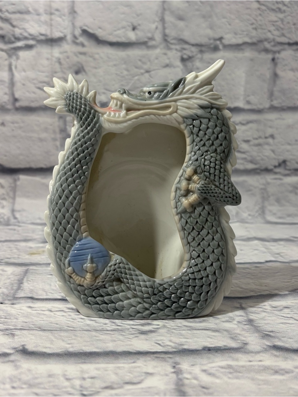 Unique light blue scaled dragon ceramic picture frame